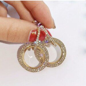 Luxury Glitter Rhinestone Round Shape Earrings for women Gift
